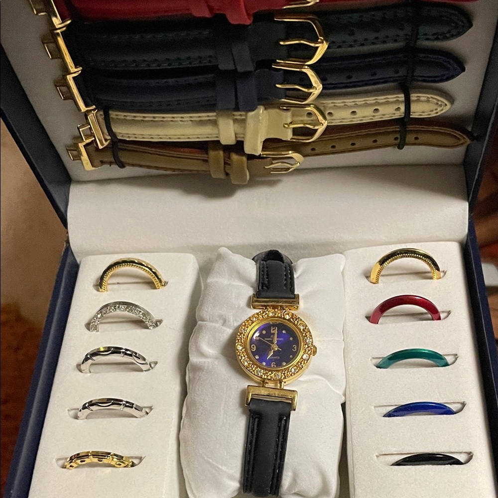 Giani-Giorgio Japan Watch Set Interchangeable bands face rings genuine leater